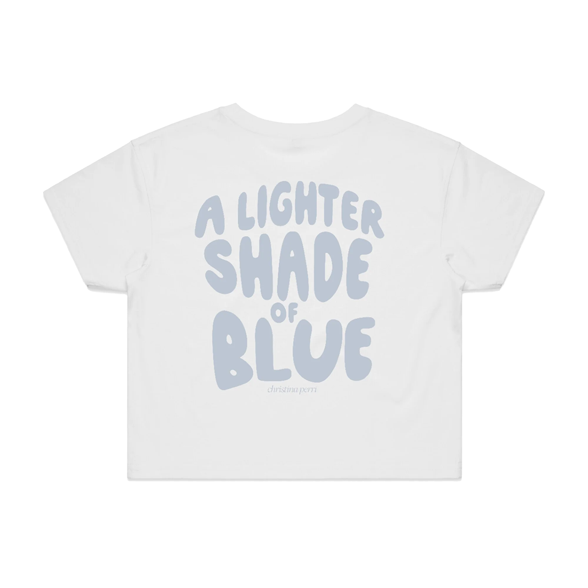 A Lighter Shade of Blue Womens Crop White Tee