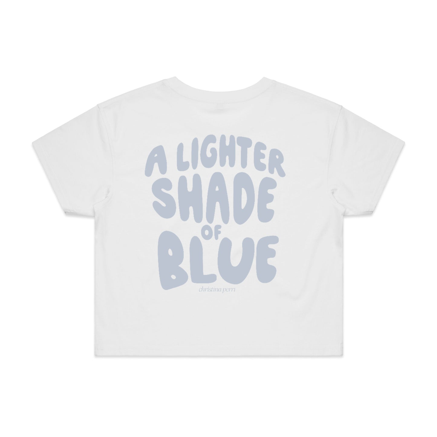 A Lighter Shade of Blue Womens Crop White Tee