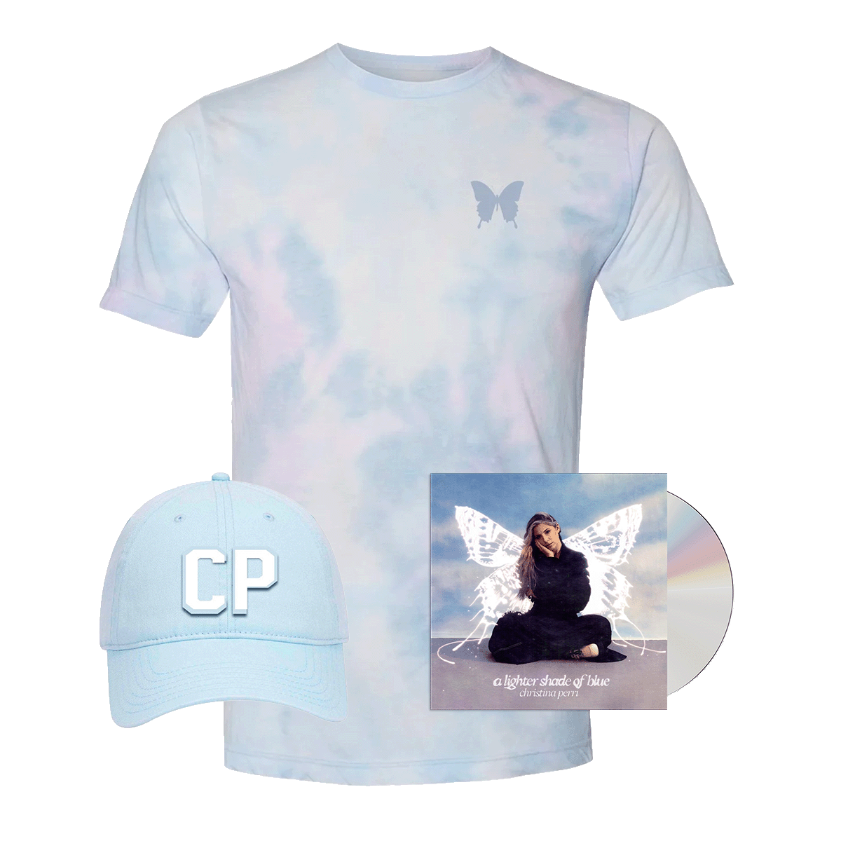 A Lighter Shade of Blue CD + Dad Cap + Tie Dye Tee Bundle